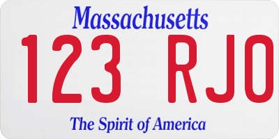 MA license plate 123RJ0