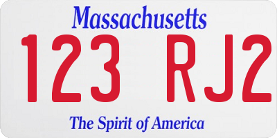 MA license plate 123RJ2