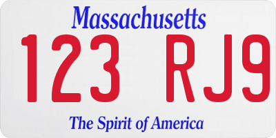 MA license plate 123RJ9