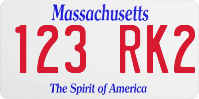MA license plate 123RK2