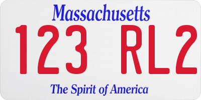 MA license plate 123RL2