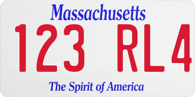 MA license plate 123RL4
