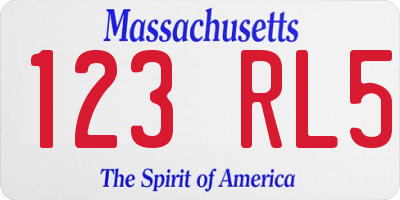 MA license plate 123RL5