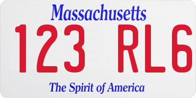MA license plate 123RL6
