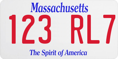 MA license plate 123RL7