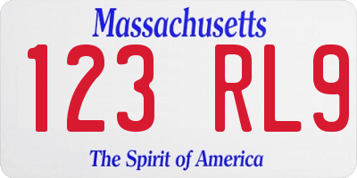 MA license plate 123RL9