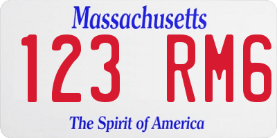 MA license plate 123RM6