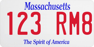 MA license plate 123RM8