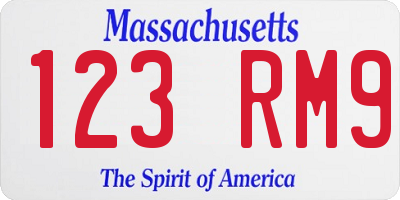 MA license plate 123RM9