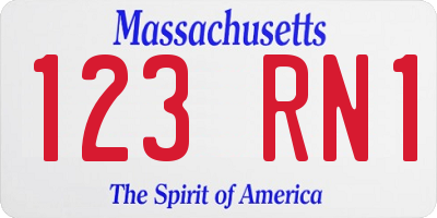 MA license plate 123RN1