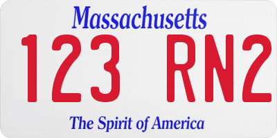 MA license plate 123RN2