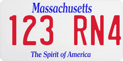 MA license plate 123RN4