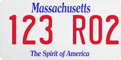 MA license plate 123RO2