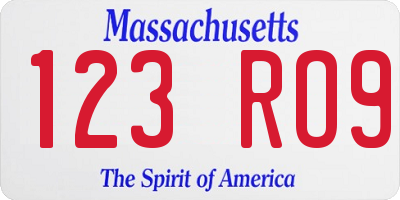 MA license plate 123RO9