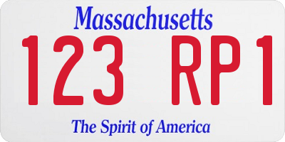 MA license plate 123RP1