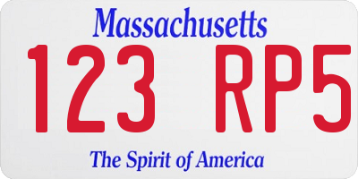 MA license plate 123RP5