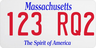 MA license plate 123RQ2