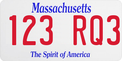 MA license plate 123RQ3