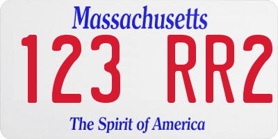 MA license plate 123RR2