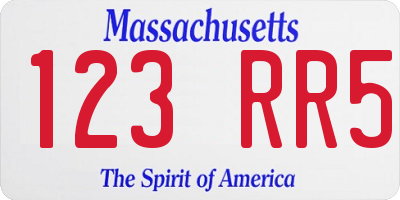 MA license plate 123RR5