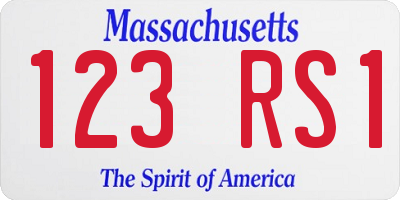 MA license plate 123RS1