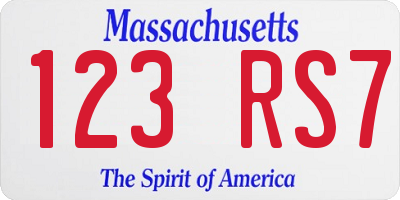 MA license plate 123RS7
