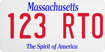 MA license plate 123RT0