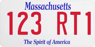 MA license plate 123RT1