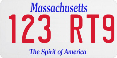MA license plate 123RT9
