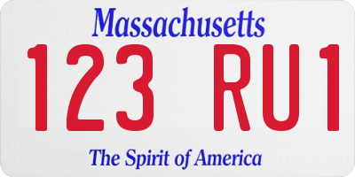 MA license plate 123RU1