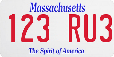 MA license plate 123RU3
