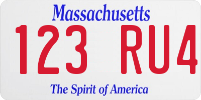 MA license plate 123RU4