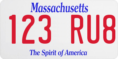 MA license plate 123RU8