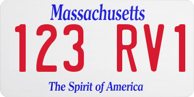 MA license plate 123RV1