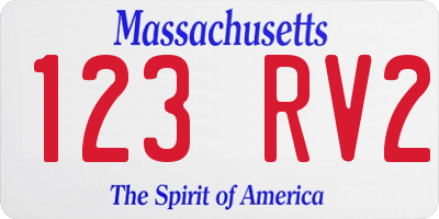 MA license plate 123RV2