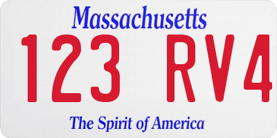 MA license plate 123RV4