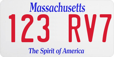MA license plate 123RV7