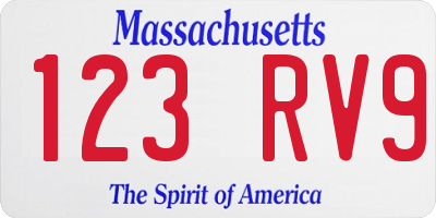 MA license plate 123RV9