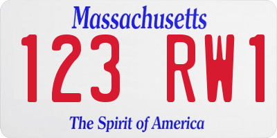 MA license plate 123RW1