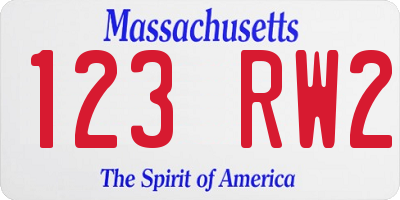 MA license plate 123RW2
