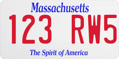 MA license plate 123RW5