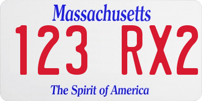 MA license plate 123RX2