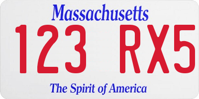 MA license plate 123RX5