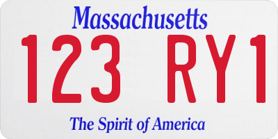 MA license plate 123RY1