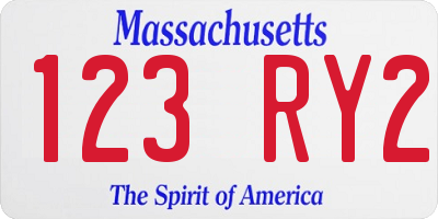 MA license plate 123RY2