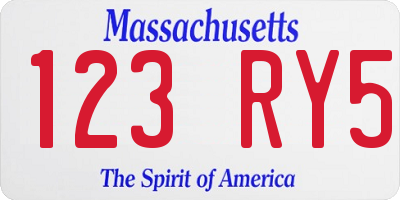 MA license plate 123RY5