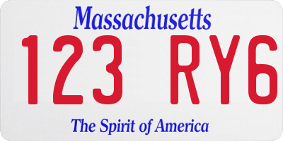 MA license plate 123RY6