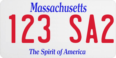 MA license plate 123SA2