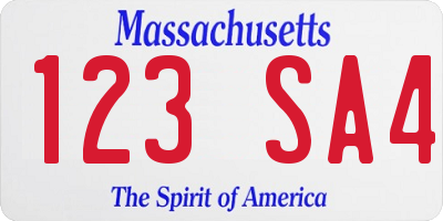 MA license plate 123SA4