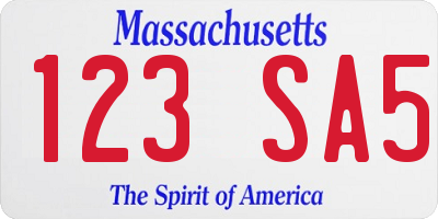 MA license plate 123SA5